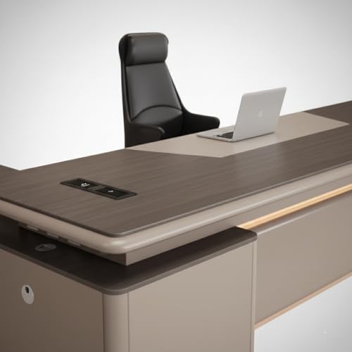 Image of Lakdi The Furniture Co Luxury Director Table with Soft Rounded Edges, Integrated LED Accent Lighting, Premium Matte Finish & Contemporary Executive Office Design - LDL-734