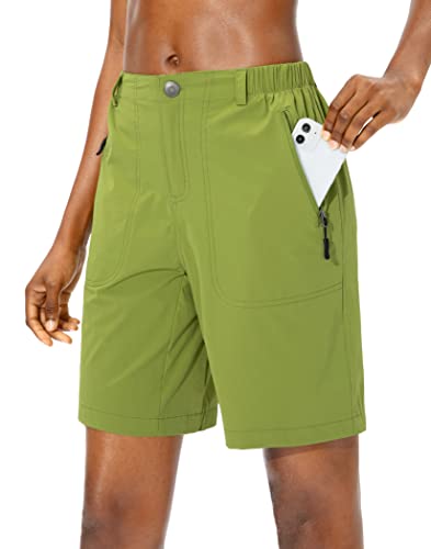 Pudolla Women's Quick Dry Stretch Hiking Shorts Lightweight Upf50+Shorts For Women With Zipper Pockets (Army Green Small) #TOP12