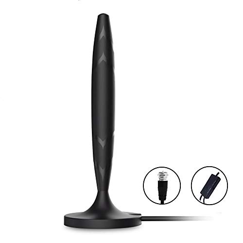 Uxcell Amplified HD Digital Indoor Smart TV Antenna - 60/120 Miles Range, Supports 4K/1080p & Older TVs, Powerful HDTV Signal Booster - 9.8ft USB Coax Cable