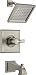 Delta Faucet Dryden 14 Series Single-Function Tub and Shower Trim Kit with Single-Spray Touch-Clean Shower Head, Stainless T14451-SS (Valve Not Included)