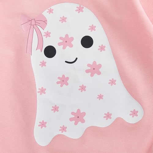 luethbiezx Infant Baby Boys Girls Halloween Sweatshirt Romper Long Sleeve Ghost Boo Coquette Bow Bubble Bodysuit Outfit4