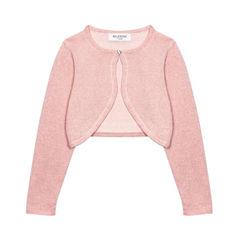 Bolerose Mädchen Langarm Bolero Funkeln Strickjacke Kinder (Babyrosa, 9-10...