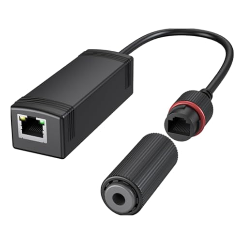 LuobannmWaterproof Gigabit 48V to 24V PoE Converter IEEE802.3 Af/At,100/1000Mbps PoE to 24V Adapter Waterproof PoE Converter
