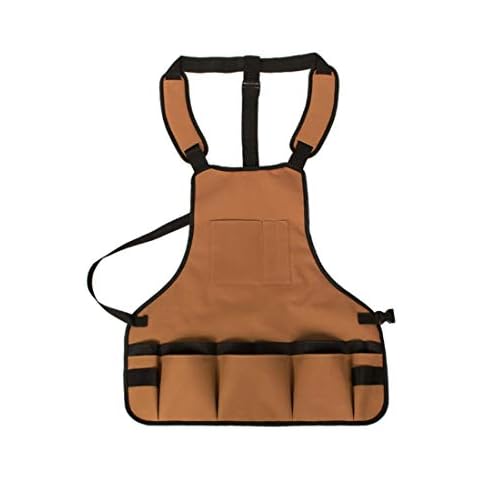 JBBERTH working Apron with 16 Pockets, Work Aprons, Cross-Back Straps Adjustable Size, Durable Canvas Construction, Reinforced Edges, Adjustable for Men and Women XS to XXL,brown Cover