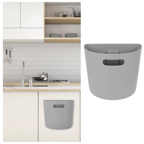 Caneca de basura plástica gris pequeña semicírculo para pared miniatura 6