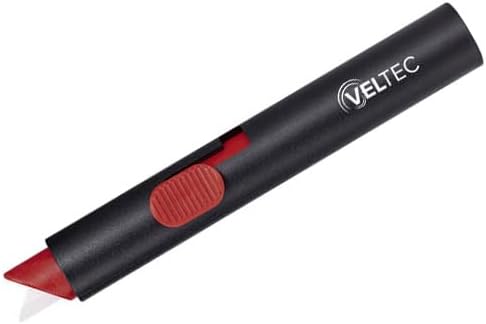 Veltec Cutter, Retractable Ceramic Blade, Safety Box Cutter Utility Knife, Locking Blade, Stays Sharp Up To 10X Longer Than Steel Blades Black
