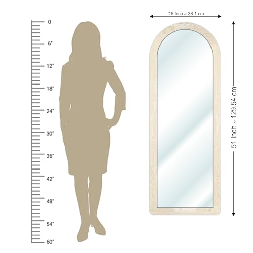 Image of Creative Arts n Frames 15x51 inch Long Fiber Wood Arched Wall Hanging Mount HD Mirror Home Decor Items Living Room Bathroom Bedroom Hotel Office (Highland Pine Finish Color HD Arch Mirror)