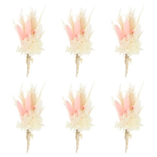 Mini ramo de flores secas decorativas 6 piezas rosa claro miniatura 1