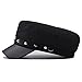 Fashion Baker Boy Hat Berets with Rivet PU Leather Chain Vintage Newsboy Hats Fisherman Sailor Fiddler Cap for Women (Black) One Size