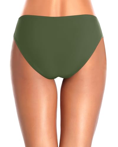Image of Tempt Me Women Bikini Bottoms Mid Waist Bathing Suit Swimsuit Ruched Swim Bottom
