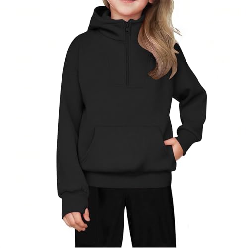 Recopilación de Ropa de Ping pong para Niña para comprar online. 45 Sudaderas con capucha con media cierre para niñas y adolescentes, con agujero para el pulgar para niños, jóvenes, ropa escolar atlética para otoño, Negro -, 13-14 Años