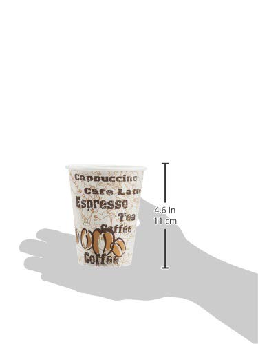 Amazon Basics Single Wall Hot Cup, Café Design, 12 oz, 1,000-Count