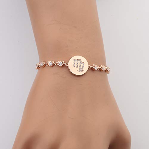 ENSIANTH Rose Gold Zodiac Sign Adjustable Bracelet Birthday Gift for Women2