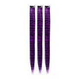 3er-Pack gestreifte Haarverlängerungen, 45 cm lang, farbig, glatt, for Einclipsen – ideal for Damen, den Alltag und Partys(Purple)