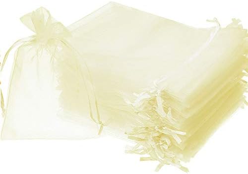 Time to Sparkle 25 Pieces Pouches Organza Gift Bags Oragnza Wedding Favour Bags Jewellery Packing (White, 7x9cm)
