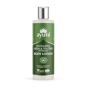 Ayumi Neem & Tea Tree Body Lotion | Oil Control Moisturiser for Oily Skin | Acne Cream with Witch Hazel | Nettle Leaf Hand Cream to Soothe Irritation | Body Moisturiser for Men & Women | 1 x 250ml