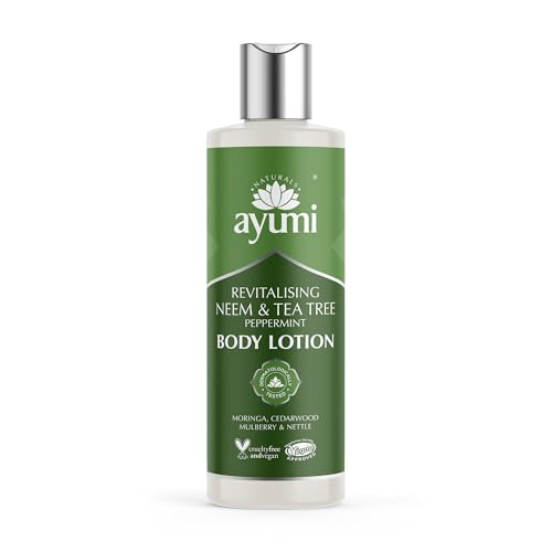 Ayumi Neem & Tea Tree Body Lotion | Oil Control Moisturiser for Oily Skin | Acne Cream with Witch Hazel | Nettle Leaf Hand Cream to Soothe Irritation | Body Moisturiser for Men & Women | 1 x 250ml