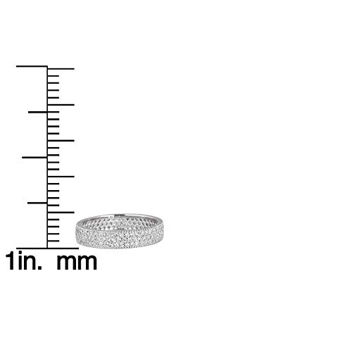 Sterling Silver White, Rose, Yellow, Black Cubic Zirconia 3 Row Pave Eternity Band Rings2