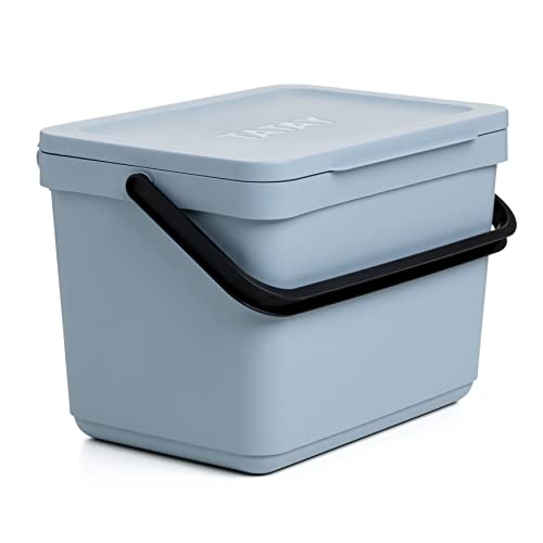 Tatay Cubo Organico Smart 6L | Cubo de Basura Cocina con Soporte y Tornillos Incluidos | Diseño Compacto y Funcional | Materiales 100% Reciclados | 26,5x20,5x18,5 cm, Color Azul