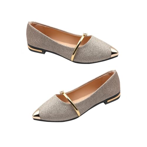 Zapatos planos con detalle de perla y punta puntiaguda en material duradero