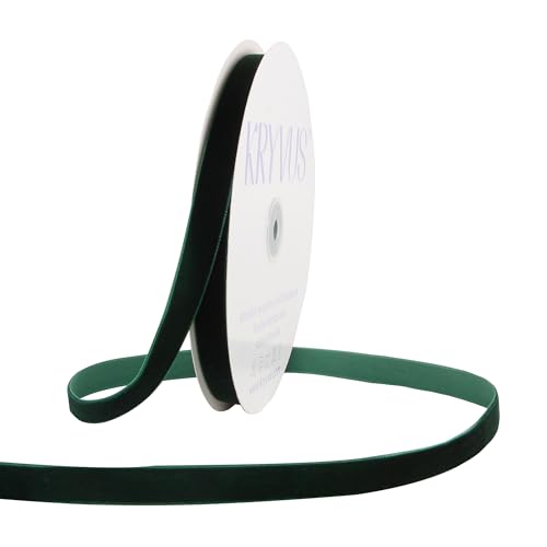 Dark Green Velvet Ribbon 5/8 Inch x 25Yards, Nylon Vintage Velvet Ribbons Perfect for Christmas Decoration, Handmade Craft, Gift Wrapping, Bow Making, Bouquet Packaging