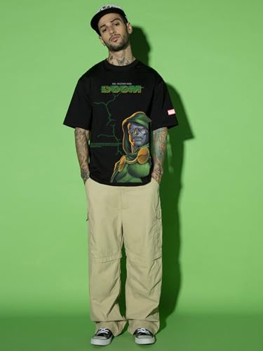 Image of Bewakoof Men's Cotton Graphic Print Oversized Fit T-Shirt