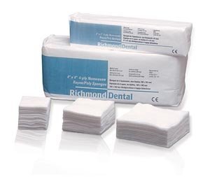 300634 Poly/Rayon Non-Woven Sponge, 4-Ply, Non-Sterile, 2" Width, 2" Length, Pack of 5000