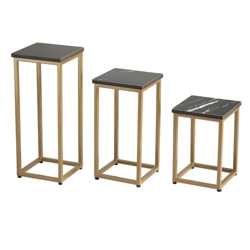 Image of Wakefit Side Table | Coffee End Table for Living Room & Bedroom | Contemporary Round Resin Top Accent Table with Metal Legs | Modern Space Saving Decor | Premium Multipurpose Nightstand | 15x17 Inches