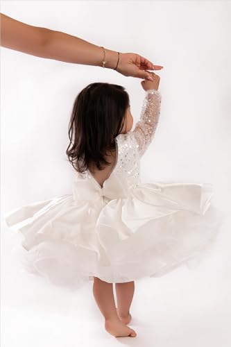 Flower Girl Dresses for Wedding Long Sleeve Toddler Girls Christmas Pageant Dresses Puffy First Communion Dress2