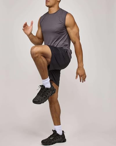 Real Essentials 5 Pack: Men's Breeze Tech Tank Tops Sleeveless Shirts Workout Muscle Athletic Running (Big & Tall Available)4