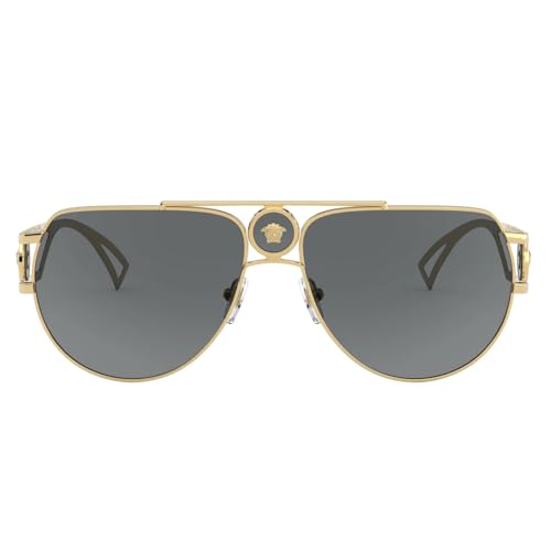 Versace VE 2225 100287 Gold Metal Aviator Sunglasses Grey Lens2