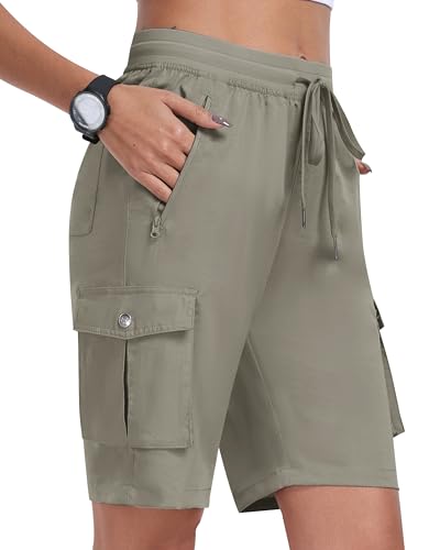MoFiz Short Cargo Femme Shorts Bermuda Été élastique Taille Léger Short de Randonnée Sport...