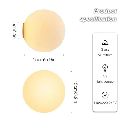Aplique de pared de globo blanco moderno con vidrio esmerilado mini 5