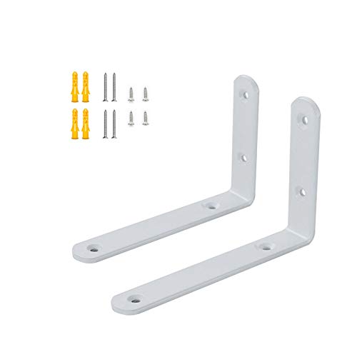 YJJT Winkelverbinder Regalhalterung Winkel 100x150mm - 90 Grad Winkel Regalwinkel Regalträger 200x250mm - 2 Stück Regalbodenträger Metall Regalwinkel Weiß, Platzsparend, Mit Schrauben, Multifunktion Cover