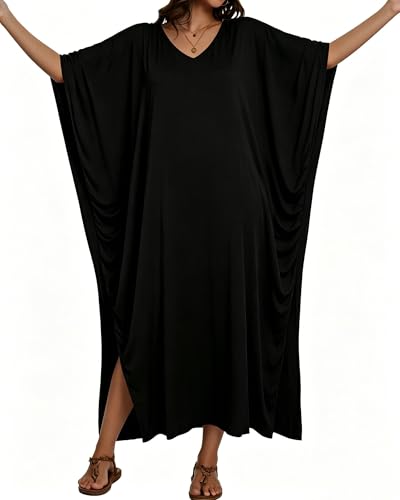 Image of Kaftan Dresses for Women V Neck Caftan Batwing Sleeve Swimsuit Cover Up