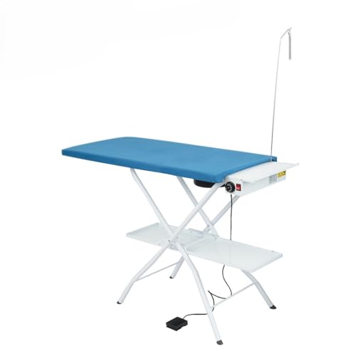 EOLO Table à Repasser AS02 V4 Professionnelle Rectangulaire Moteur Aspirant Planche Chauffée Régulation Température Etagère Linge Support Repose-Fer...
