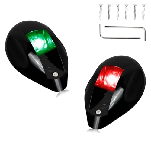 RUXIFEY Boat Navigation Lights, Bow Lights for Boats LED Red and Green IP67 Waterproof Marine Navigation Light Bow and Stern Boat for Pontoon,Yacht, Boat (Black)