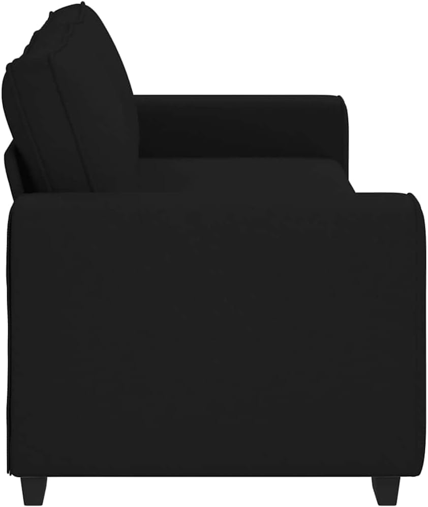 3-Seater Sofa Black Polyester Living Room Furniture