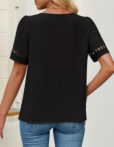 ZESICA Women's Summer Tops Dressy Casual Short Sleeve Blouses Trendy Elegant Shirts4