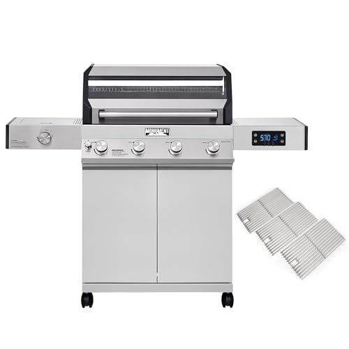 Monument Grills Denali 405 4-Burner Liquid Propane Gas Smart BBQ Grill Stainless Steel with Cooking Grids(2 items)