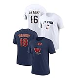 [PJHCr8JUUG] 野球 ユニフォーム 2026WBC ネイビー ｔシャツ コットン 侍ジャパン 日本代表 大谷翔平 山本由伸 #16#18 夏服 ゆったり 高通気性 日常 観戦用 記念服 レプリカ 男女兼用 子供と大人用 愛好家向け (A,S,大人用)