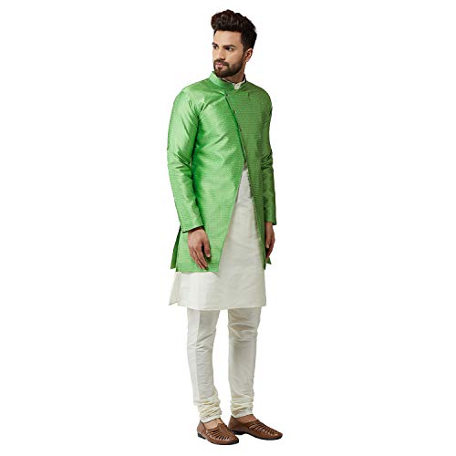 Image of SOJANYA (Since 1958 Men's Silk Blend Kurta Churidaar Pyjama & Jacket Combo