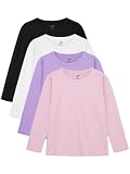 4er-Pack Langarmshirt Mädchen Longsleeve Kinder Baumwolle Uni T Shirt Top
