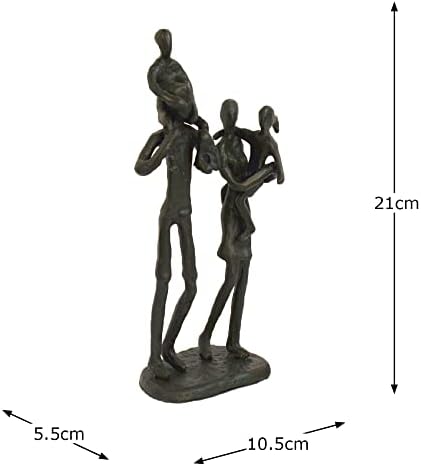 Elur Family Outing Iron Figurine 22cm, Cast, Mocha, 5.5 x 10.5 x 21 cm