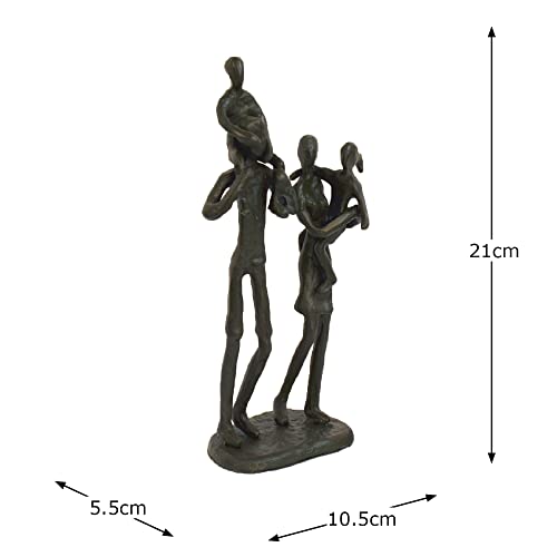 Elur Family Outing Iron Figurine 22cm, Cast, Mocha, 5.5 x 10.5 x 21 cm