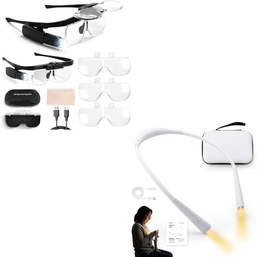 Caydo Magnifying Glasses with Light for Diamond Art Kits and Knitting Light with Storage Bag