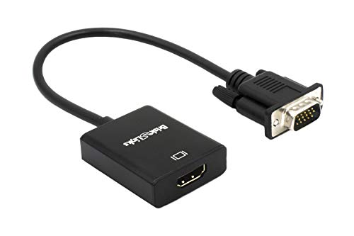 Brisk Links VGA to HDMI Adapter Converter, Output 1080P HD Video Cable with Audio Support for TV/AV/HDTV - Includes Bonus High Speed HDMI Cable