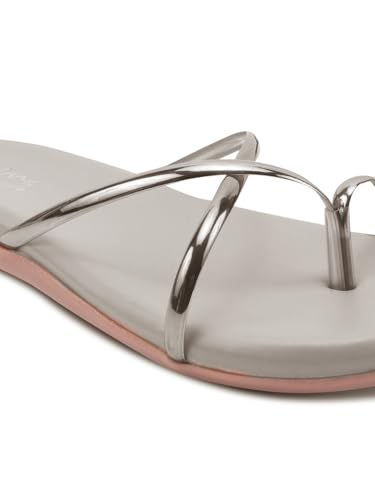 Image of JM LOOKS Women's Flat Sandals Toe Ring with Cross Strap Stylish Slip-On Flats | Comfortable Casual Sandals