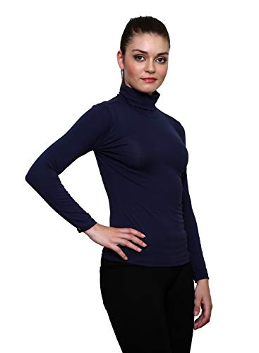 Image of LE BOURGEOIS Women Slim Fit Casual Full Sleeve Highneck /Turtle-Neck Cotton Top