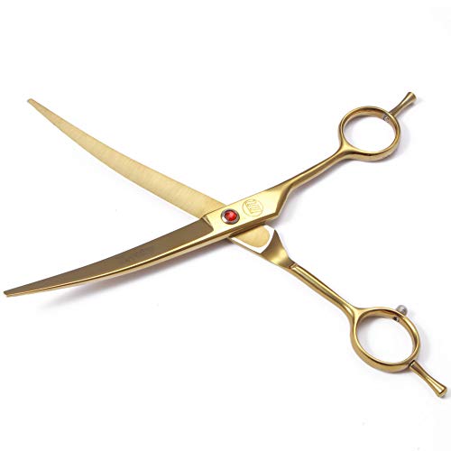 Image of Moontay Professional Dog Grooming Scissors Set, 7 Inch & 8 Inch Curved & Thinning Scissors, Pet Grooming Comb